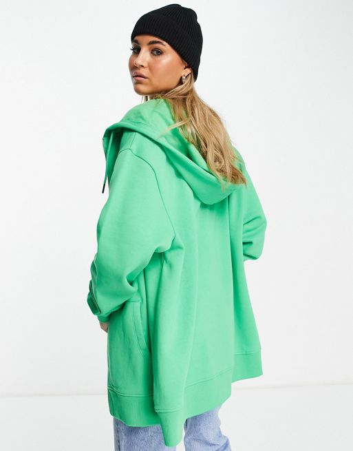 ASOS DESIGN oversized hoodie with zip in dark green