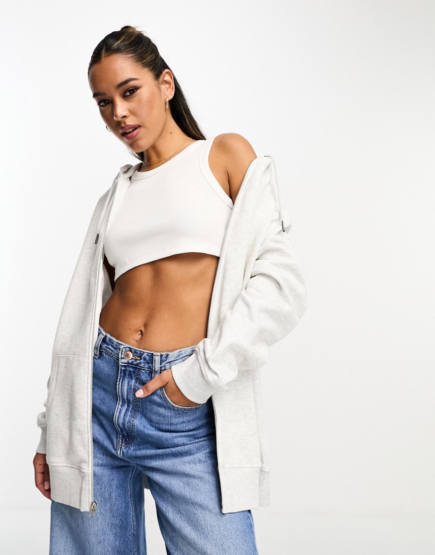 ASOS DESIGN oversized zip through hoodie in ice marl-Grey