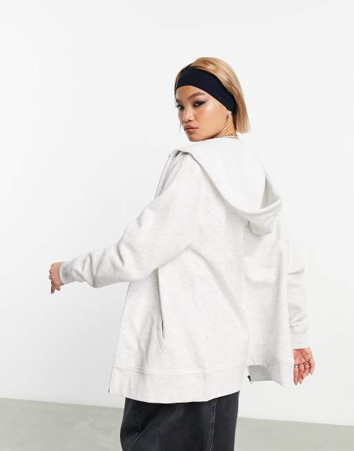 ASOS DESIGN oversized zip through hoodie in light grey, 4 of 5