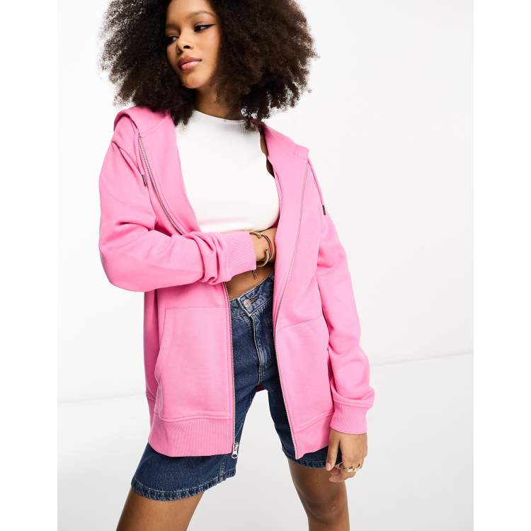 ASOS DESIGN oversized zip through hoodie in pink