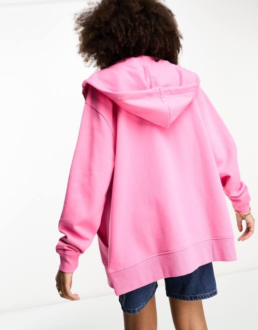 Buy Bright Pink Oversized Zip Through Hoodie M