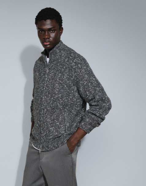 ASOS DESIGN oversized zip through hoodie in textured fabric in charcoal - view 1
