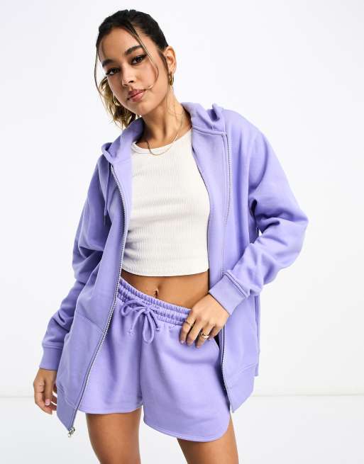 ASOS DESIGN zip up hoodie in blue