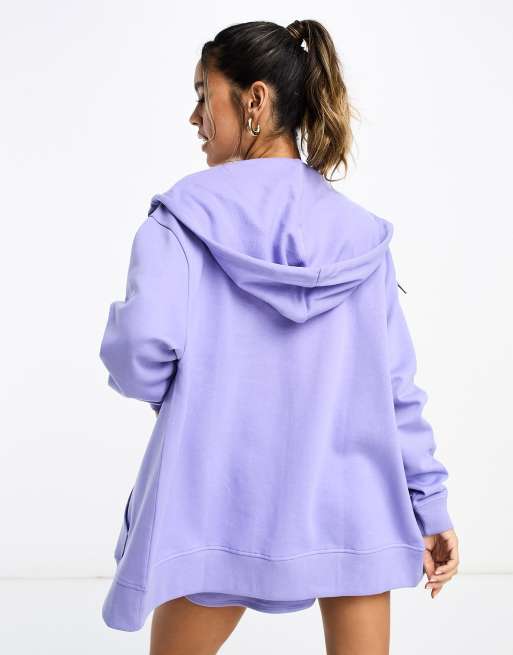 ASOS Design Zip Through Hoodie in Oil Blue