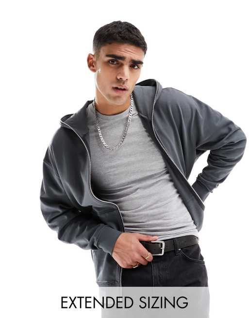 ASOS Heavyweight Oversized Zip Through Hoodie in White for Men