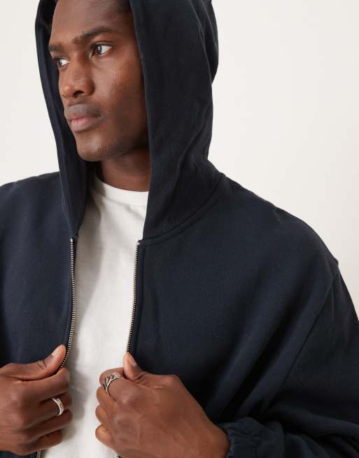 ASOS DESIGN oversized zip through hoodie with seam detail in navy, 2 of 4
