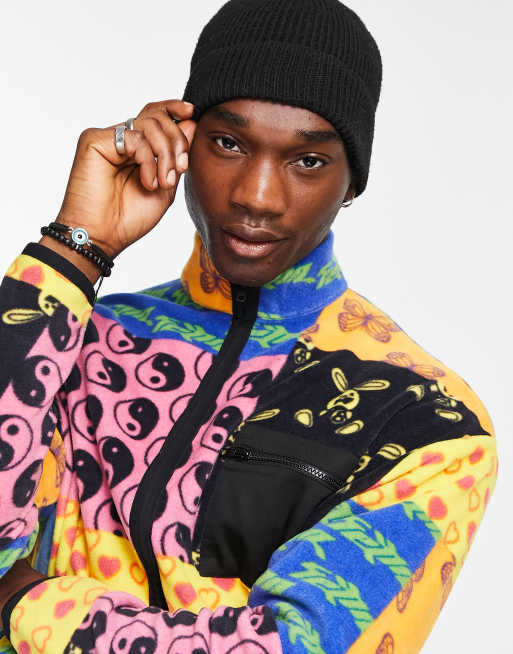 ASOS DESIGN Oversize Face Print Fleece Jacket