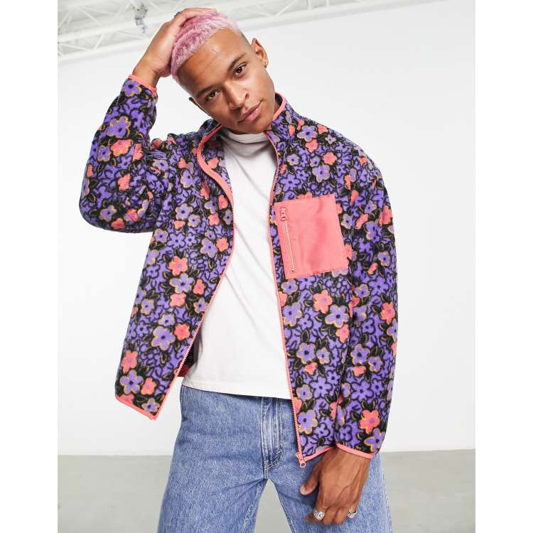 ASOS DESIGN Oversize Face Print Fleece Jacket