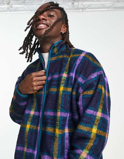 Graphic Check Zipped Fleece Jumper