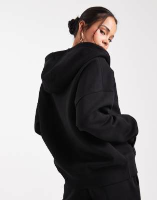 Asos Design Oversized Zip Up Brushback Hoodie In Black