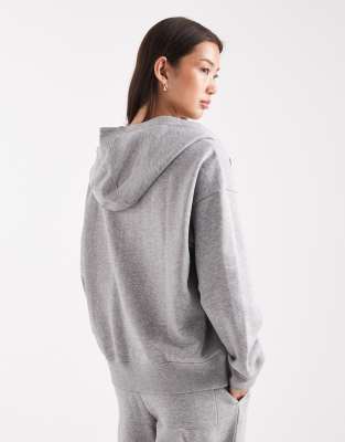 Asos Design Oversized Zip Up Brushback Hoodie In Gray