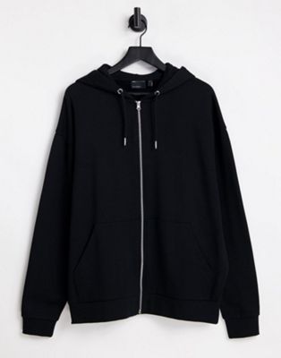 ASOS DESIGN oversized zip up hoodie in black