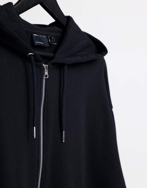 ASOS DESIGN oversized zip up hoodie in black