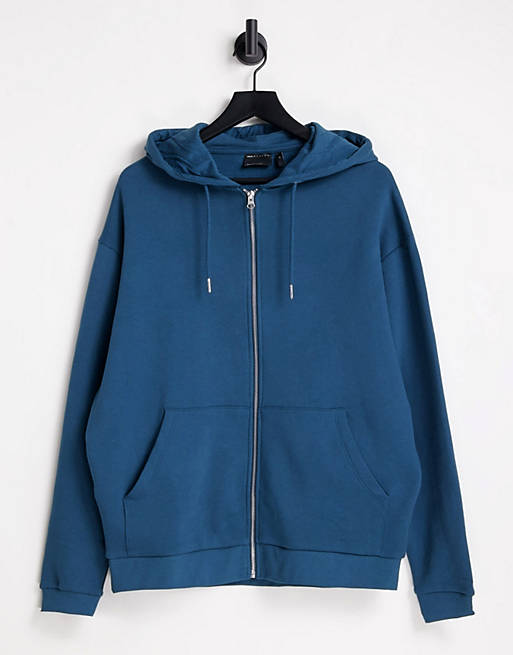 ASOS DESIGN oversized zip up hoodie in blue | ASOS
