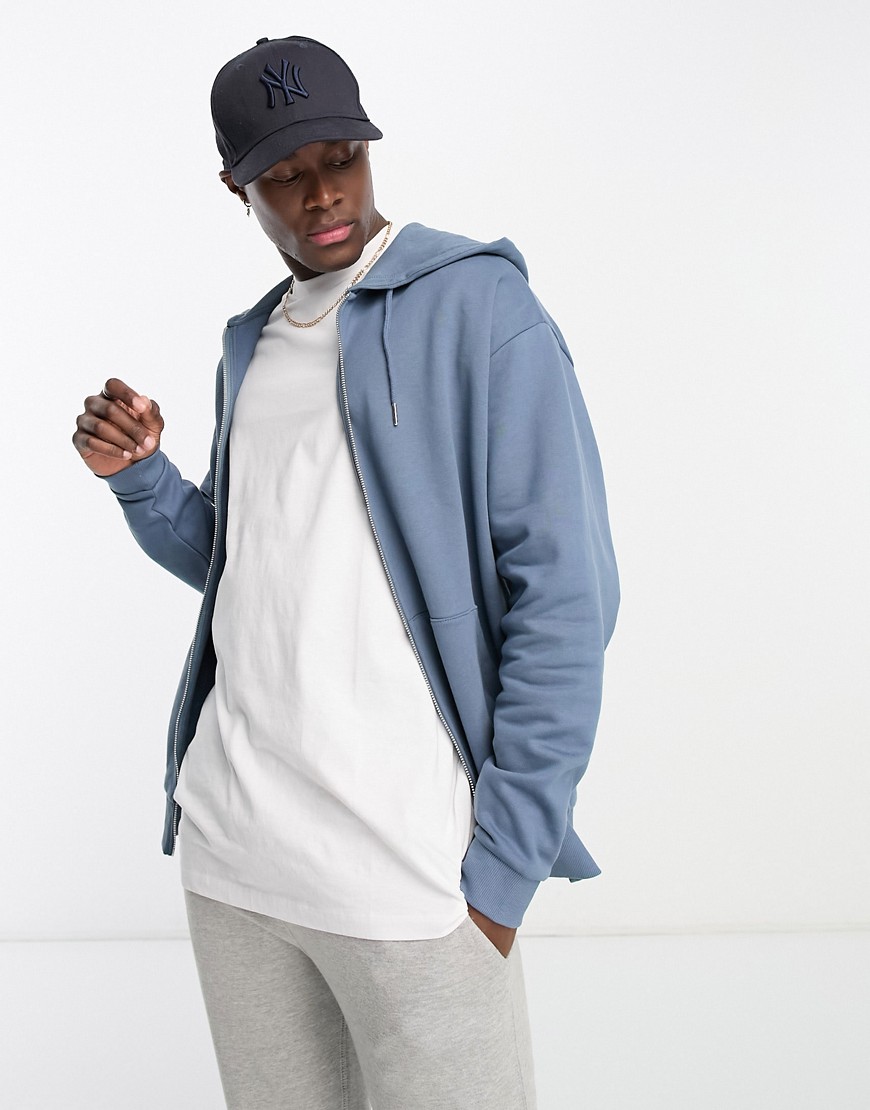 ASOS DESIGN oversized zip up hoodie in blue