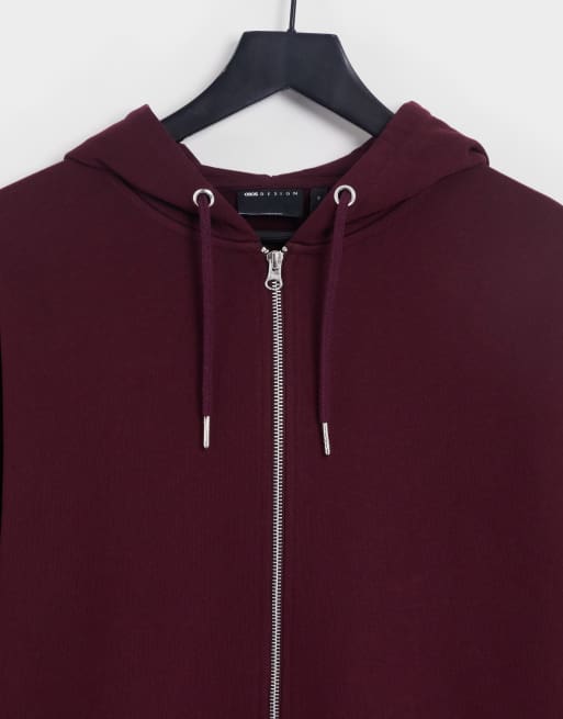 Burgundy zip up outlet hoodie