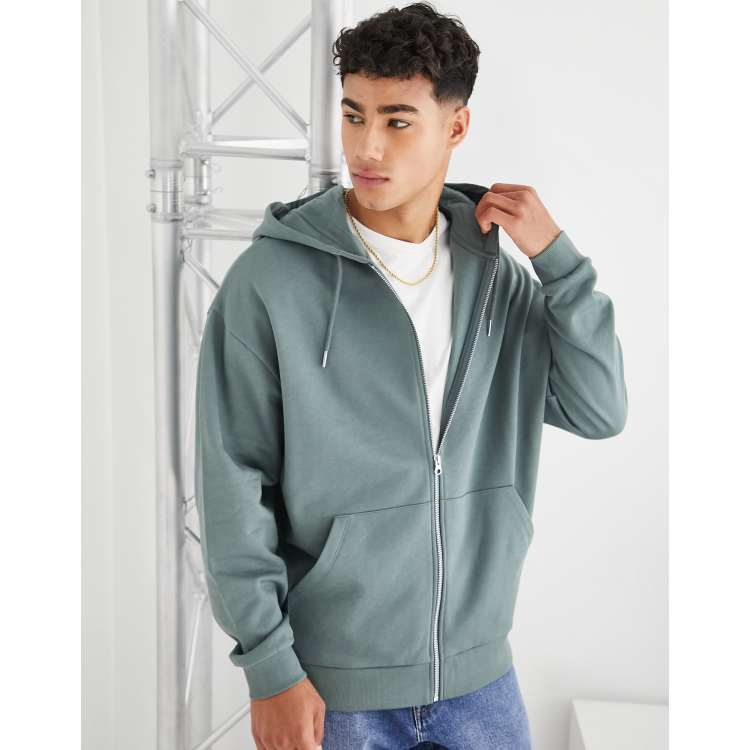 Oversize grey zip up hoodie hot sale