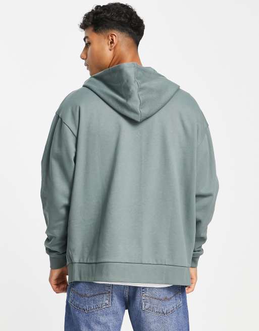 Asos grey zip online up hoodie