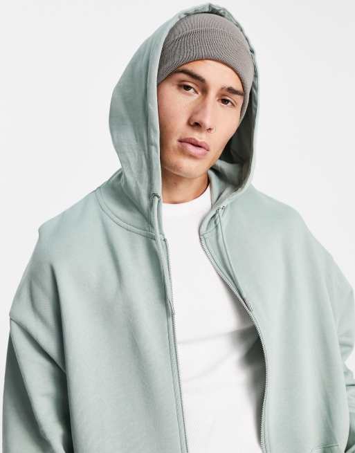 ASOS DESIGN oversized zip up hoodie in green ASOS