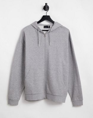 ASOS DESIGN oversized zip up hoodie in grey marl | ASOS