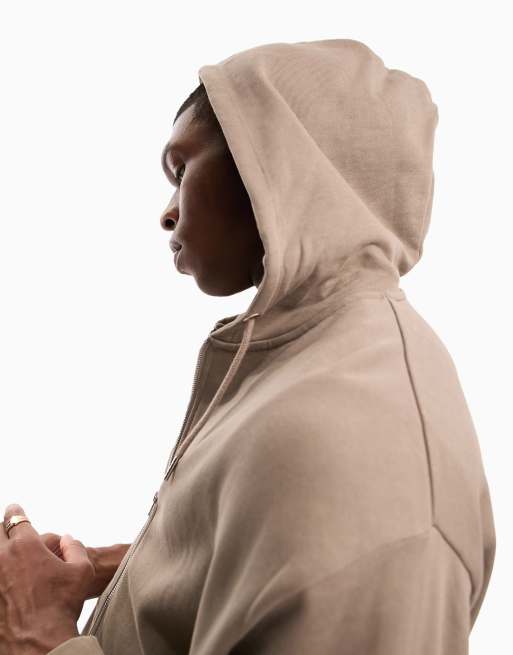 ASOS DESIGN oversized zip up hoodie in light brown | ASOS
