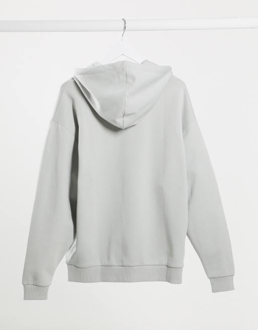 Oversized light grey zip up online hoodie