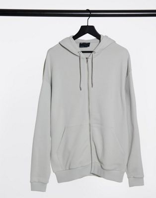 ASOS DESIGN oversized zip up hoodie in light grey | ASOS