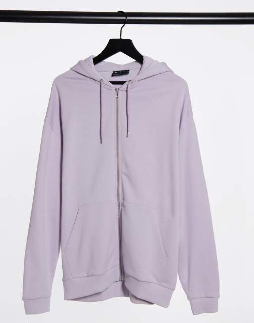 ASOS DESIGN oversized zip up hoodie in lilac