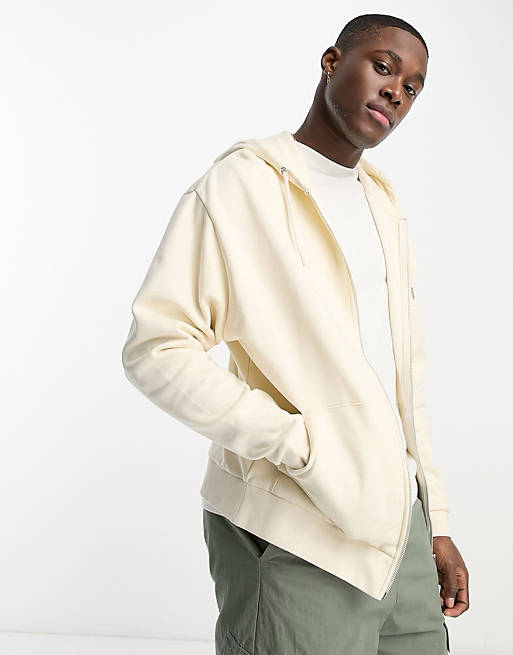 ASOS DESIGN oversized zip up hoodie in off white | ASOS