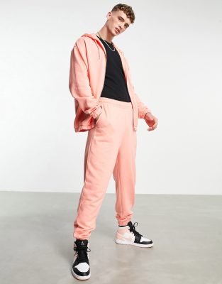 ASOS Design Oversized Zip Through Hoodie in Pink