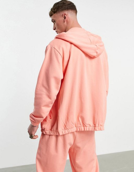 ASOS DESIGN oversized zip through hoodie in pink