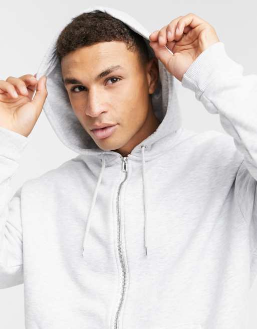 ASOS DESIGN oversized zip up hoodie in white marl