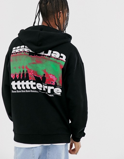 ASOS DESIGN oversized zip up hoodie with back print in ...