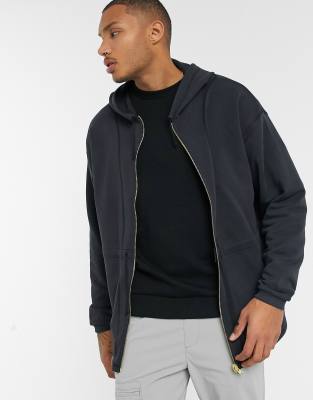 asos black zip hoodie