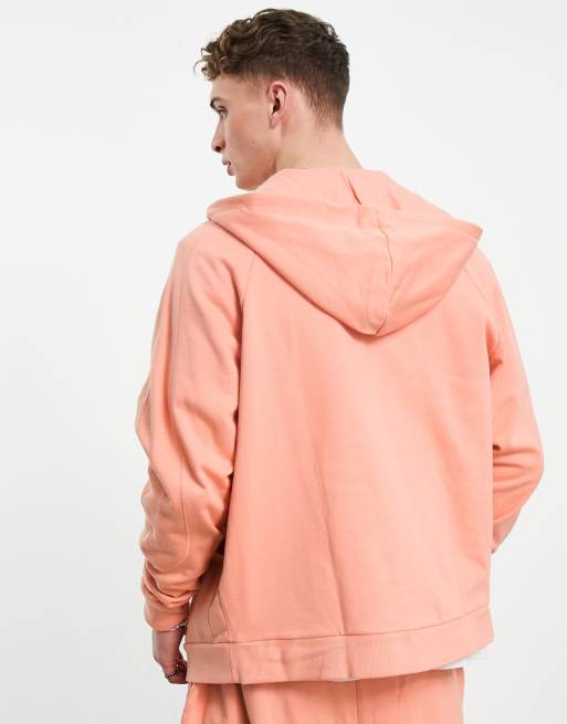 ASOS Design Oversized Zip Through Hoodie in Pink