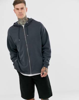 asos black zip hoodie