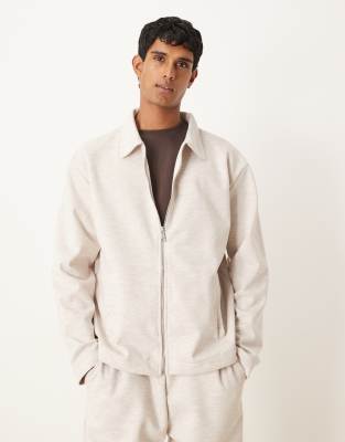 Asos Design Oversized Zip Up Jacket In White