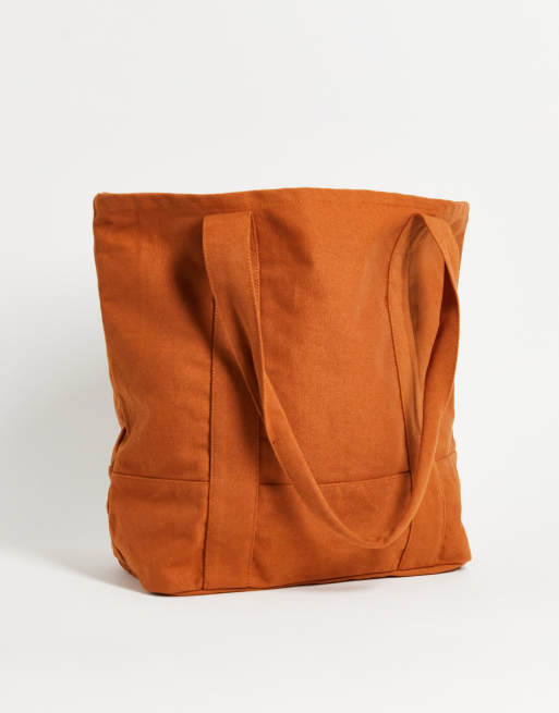 ASOS DESIGN - Oversized zware tote in bruin met wassing