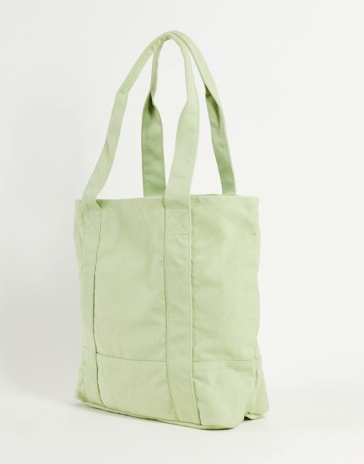 ASOS DESIGN - Oversized zware tote in saliegroene wassing