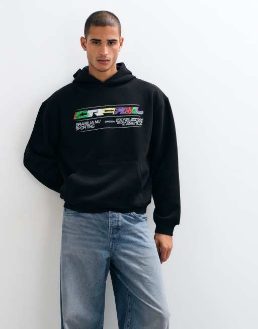 ASOS DESIGN oversizehuva med pigmenttryck i svart, 5 av 5