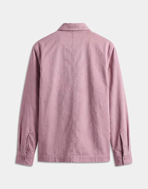 ASOS DESIGN overskjorte i bomuldstwill med badge i støvet pink, 7 af 9