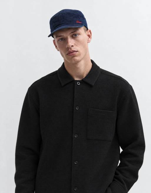 ASOS DESIGN overskjorte i vaffelstruktur i sort, 6 af 10