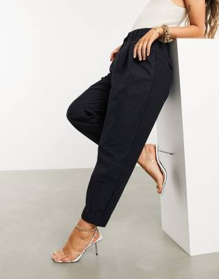 navy pleated trousers