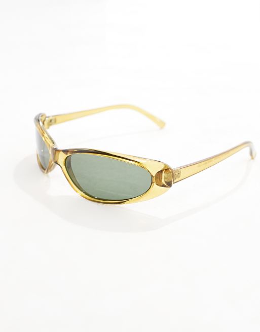 ASOS DESIGN – Owalne przylegające okulary przeciwsłoneczne w kolorze khaki, 2 z 4