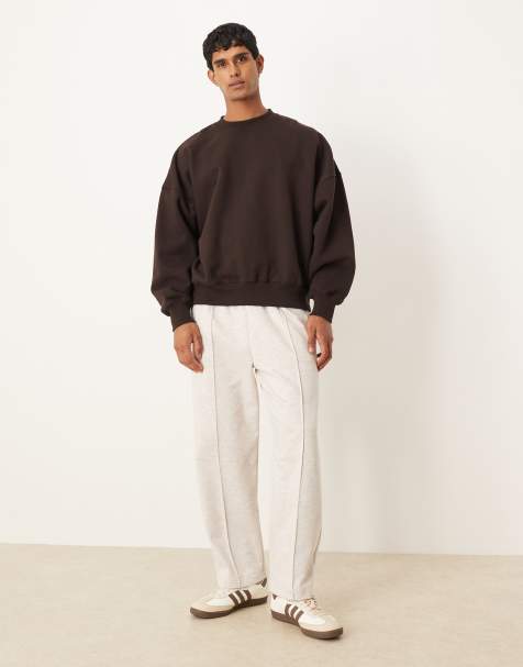 ASOS DESIGN tapered jogger scuba-style fabric in oatmeal marl