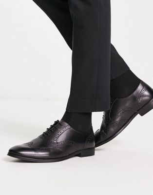 ASOS DESIGN oxford brogue shoes in black leather - ASOS Price Checker
