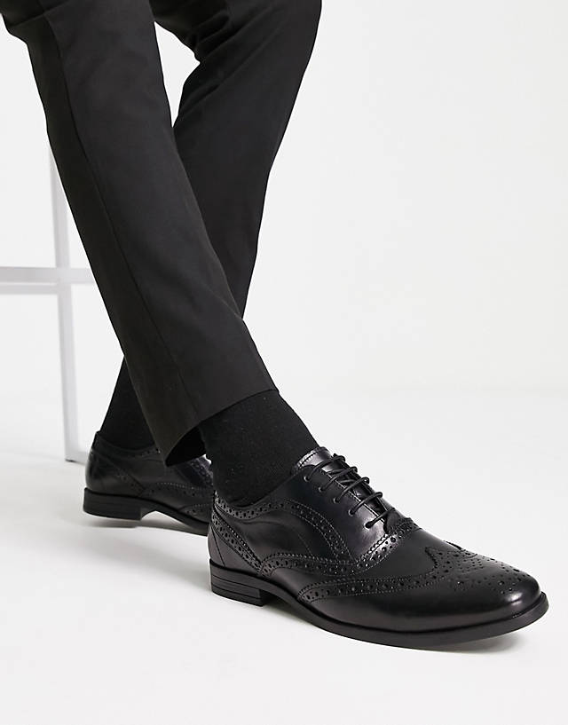 ASOS DESIGN - oxford brogue shoes in black leather