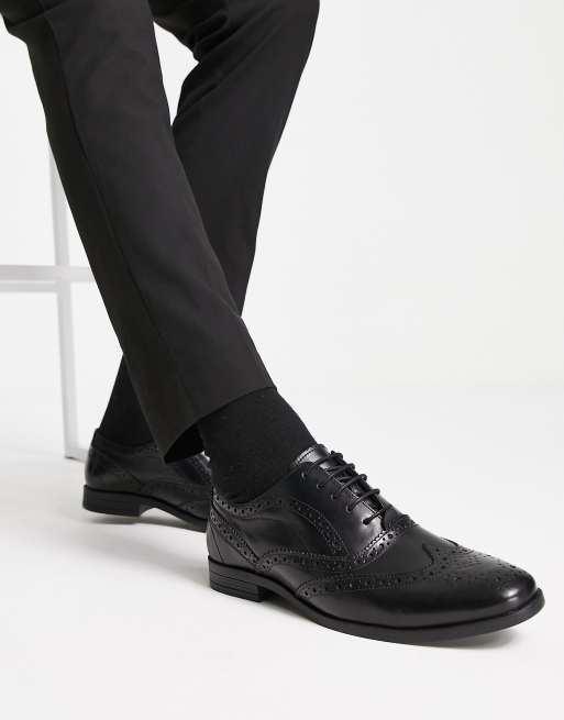 Asos Design Oxford Brogue Shoes In Black Leather Asos 6240