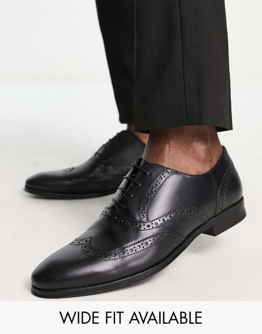 Men's Elegant Black Leather Oxford Brogue