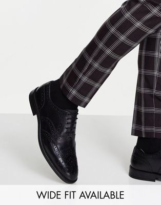 ASOS DESIGN oxford brogue shoes in black leather